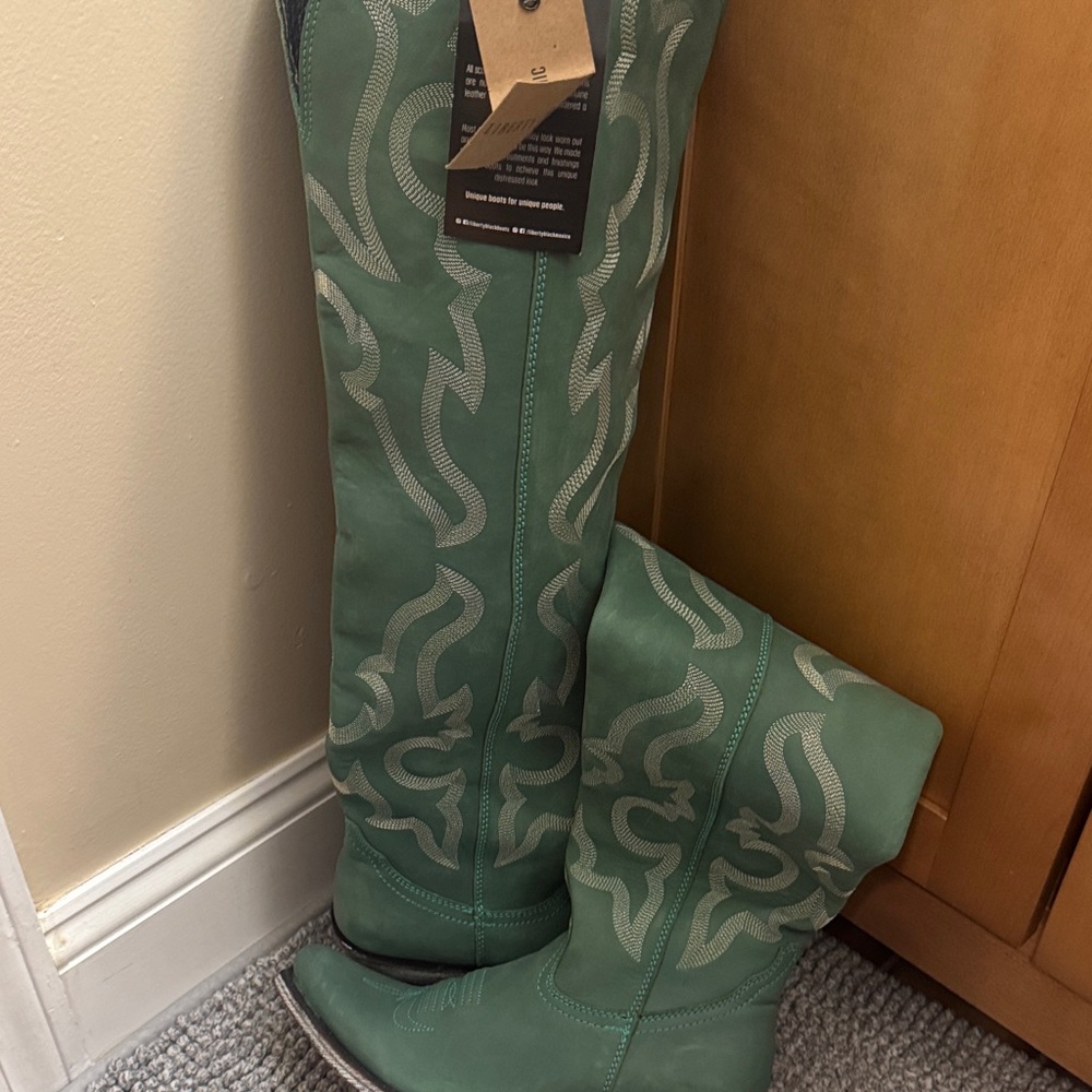 Liberty Green Over the Knee Boots - Picture 4 of 5